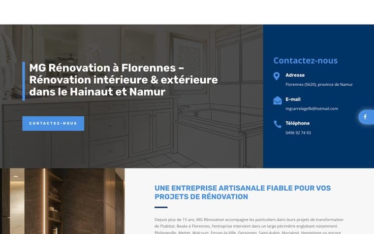 Site web Rénovation MG réalisé par Webforce